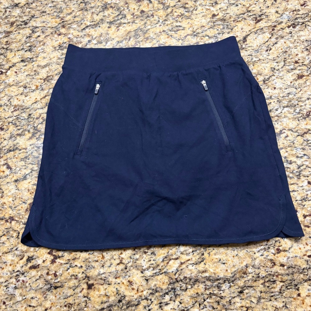T by Talbots Navy Blue Active Skort Petite Small PS Zipper Pockets